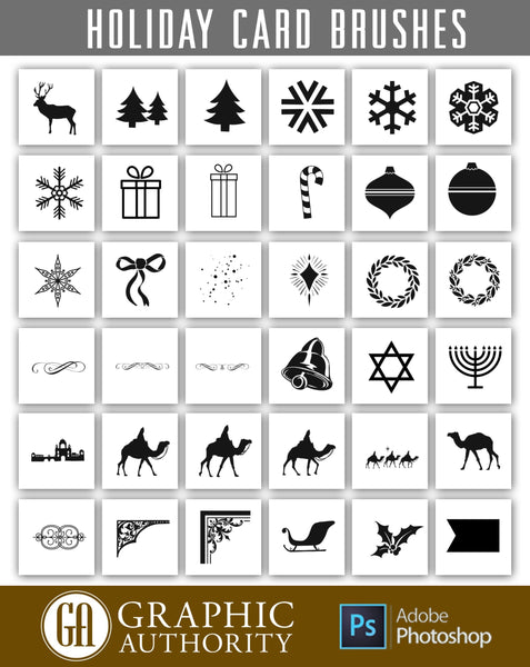 Holiday Christmas Card Photoshop ABR Brushes-Photoshop Template - Graphic Authority