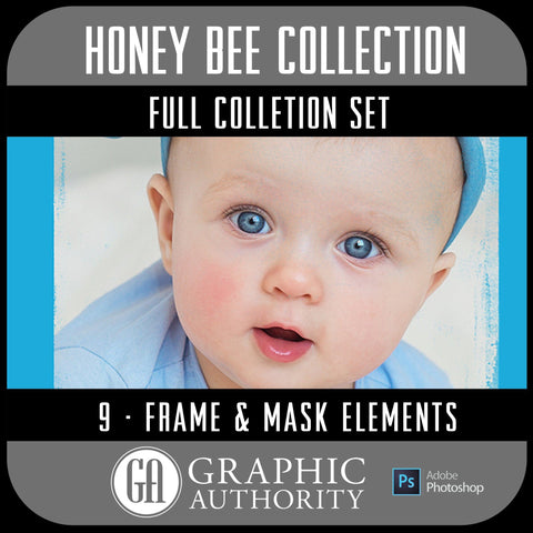 Honey Bee Collection - Full Set- 9 Frames & Masks-Photoshop Template - Graphic Authority