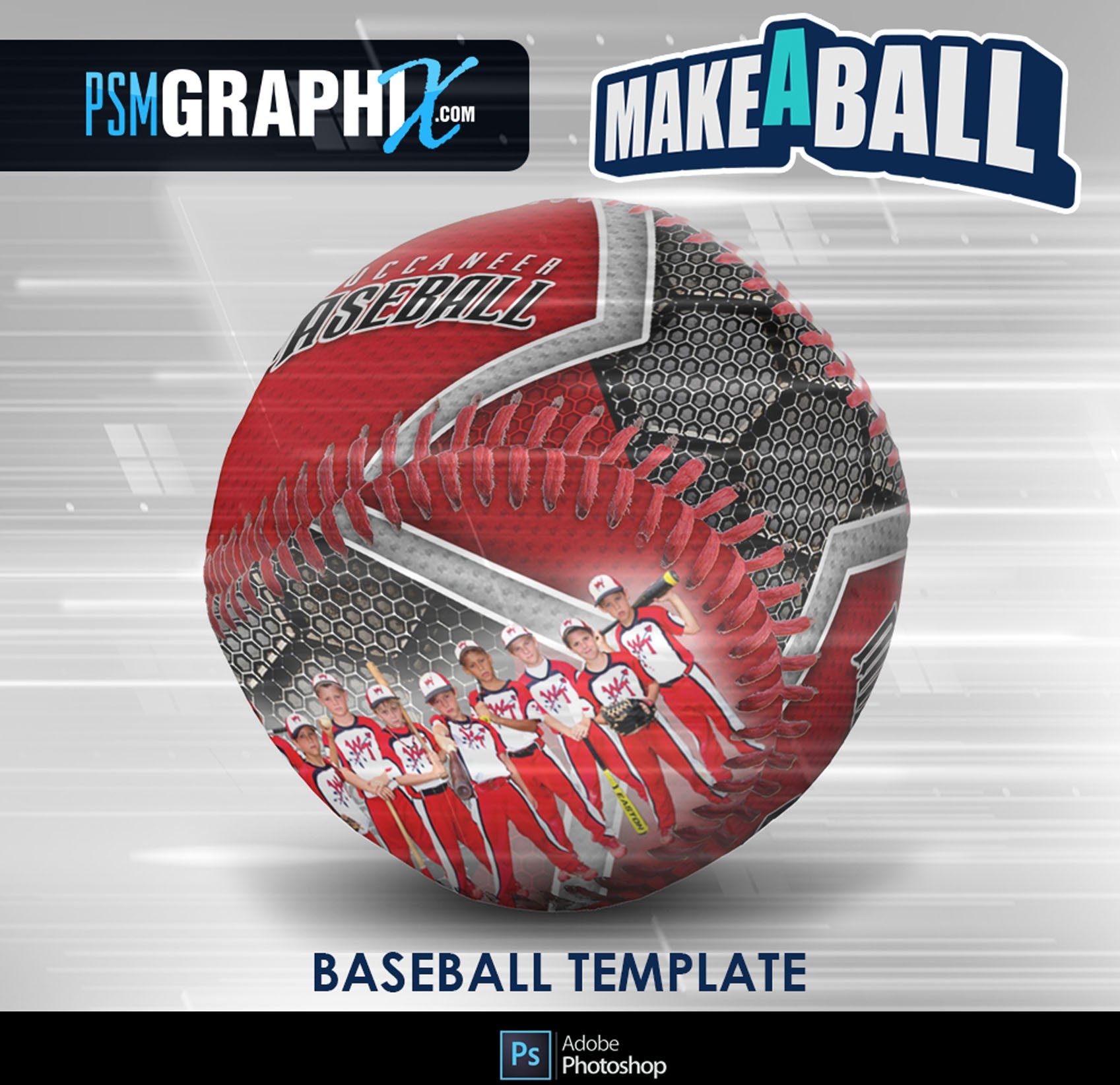 Honeycomb - V.1 - Baseball - Make-A-Ball Photoshop Template-Photoshop Template - PSMGraphix