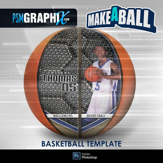Honeycomb - V.1 - Basketball (Full Size) - Make-A-Ball Photoshop Template-Photoshop Template - PSMGraphix