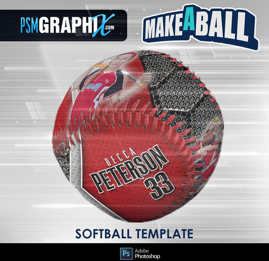 Honeycomb - V.1 - Softball - Make-A-Ball Photoshop Template-Photoshop Template - PSMGraphix