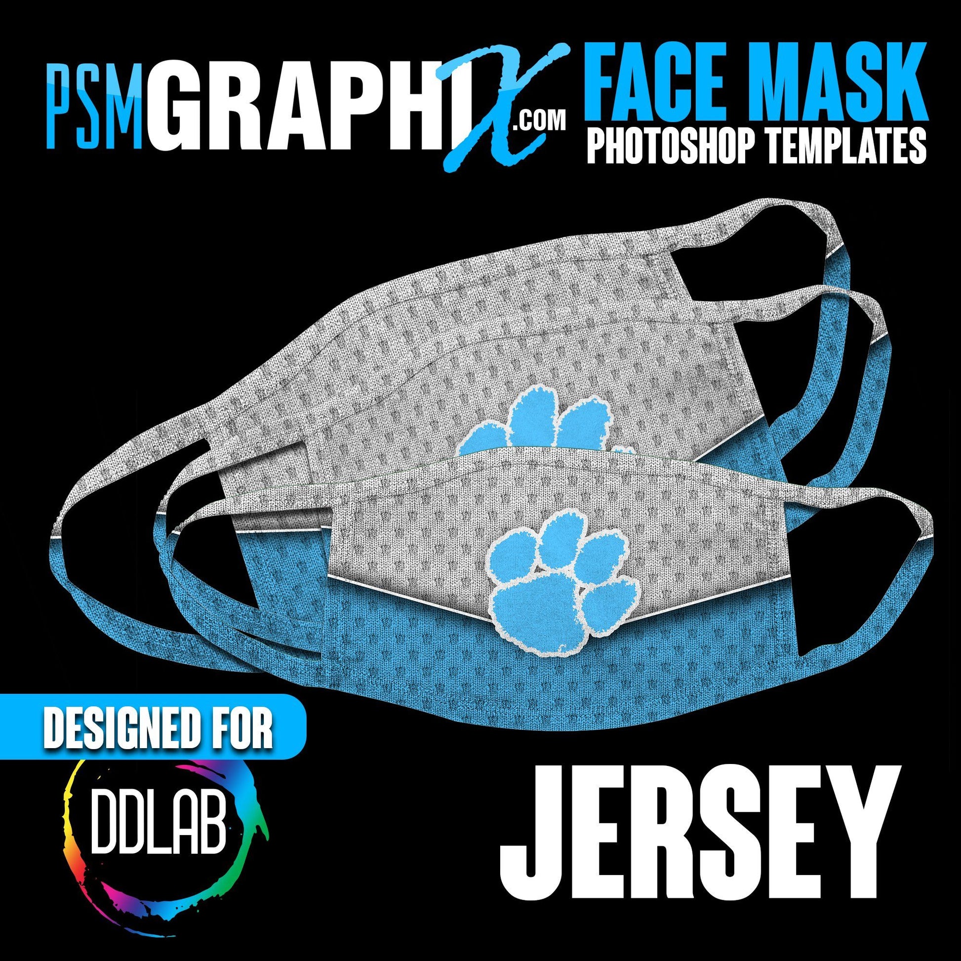 Jersey - Face Mask Template Set (DDLAB) 3 Sizes-Photoshop Template - PSMGraphix