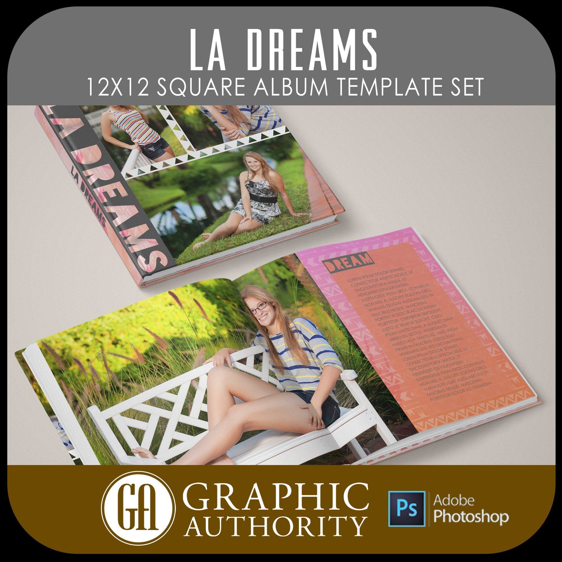 LA Dreams - 12x24 - Album Spreads-Photoshop Template - Graphic Authority