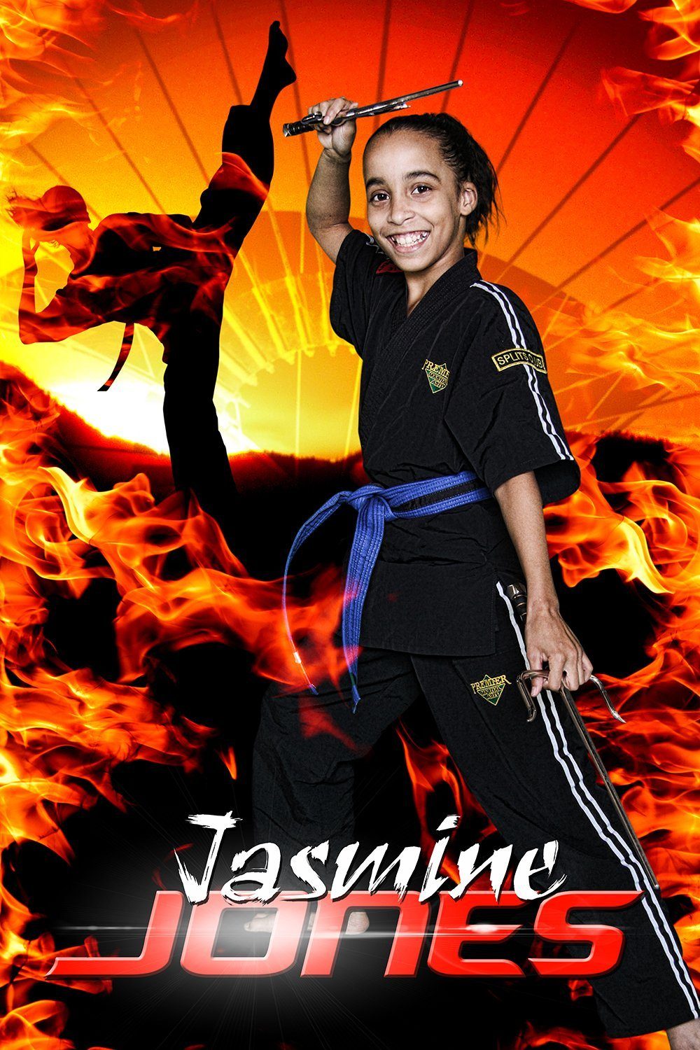 Fire Sunset - Martial Arts Series - Poster/Banner V-Photoshop Template - Photo Solutions