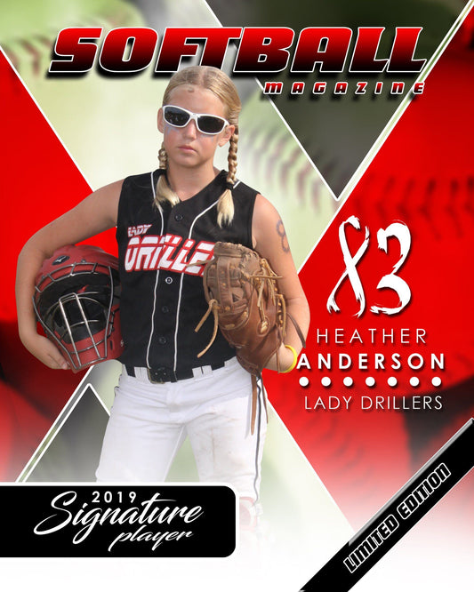 Signature Player - Softball - V2 - Extraction Magazine Cover Template-Photoshop Template - Photo Solutions