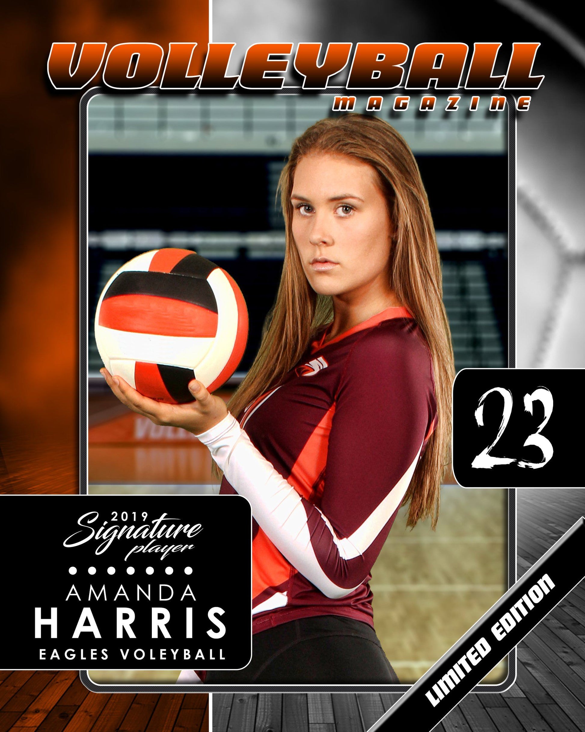 Signature Player - Volleyball - V1 - Drop-In Magazine Cover Template-Photoshop Template - Photo Solutions
