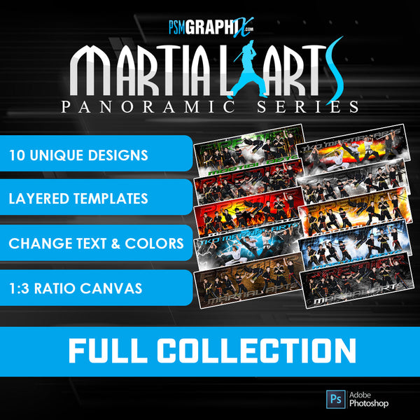 Bundle Template Set - Martial Arts Series Panoramics-Photoshop Template - PSMGraphix