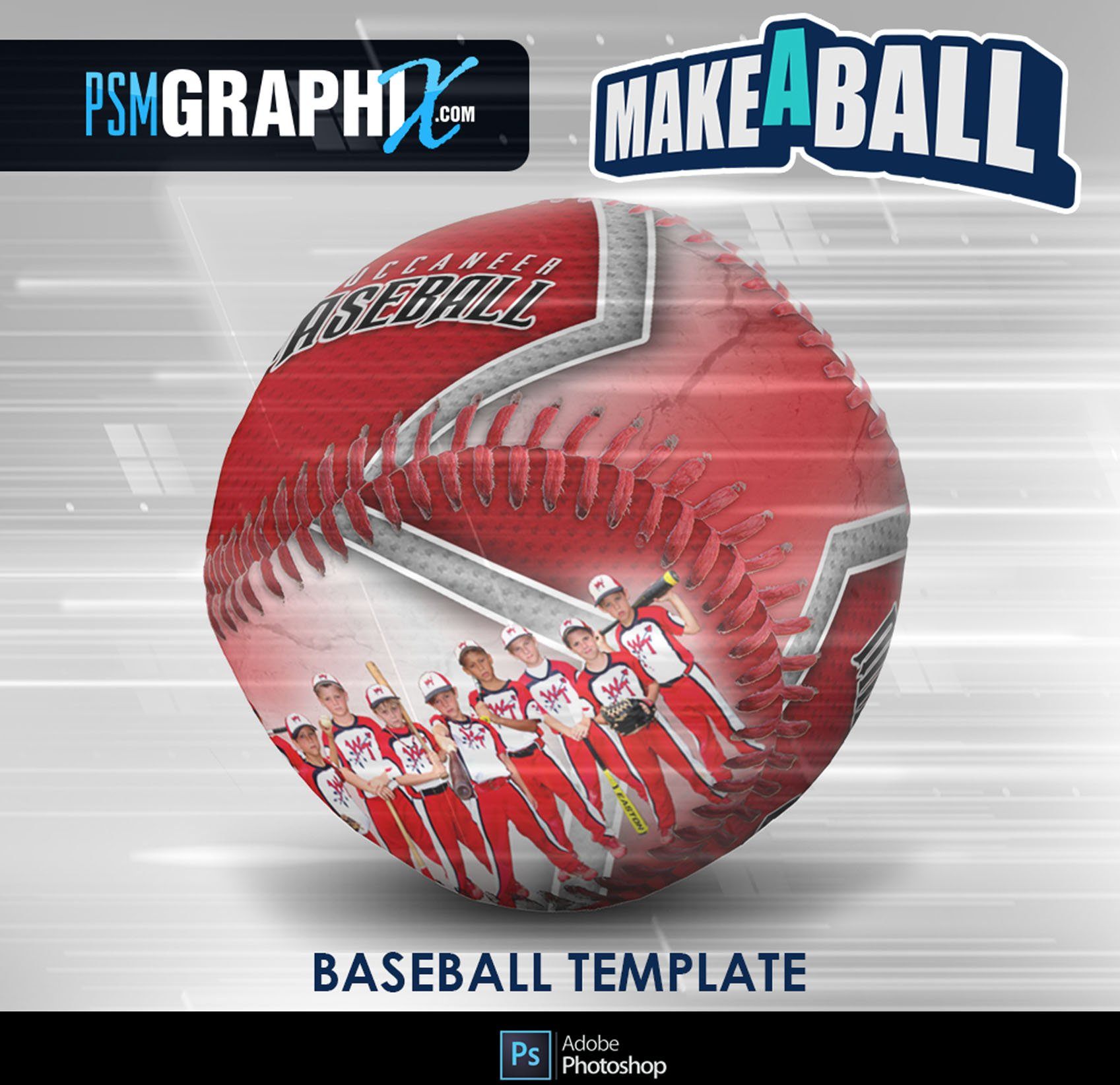 Metal - V.1 - Baseball - Make-A-Ball Photoshop Template-Photoshop Template - PSMGraphix