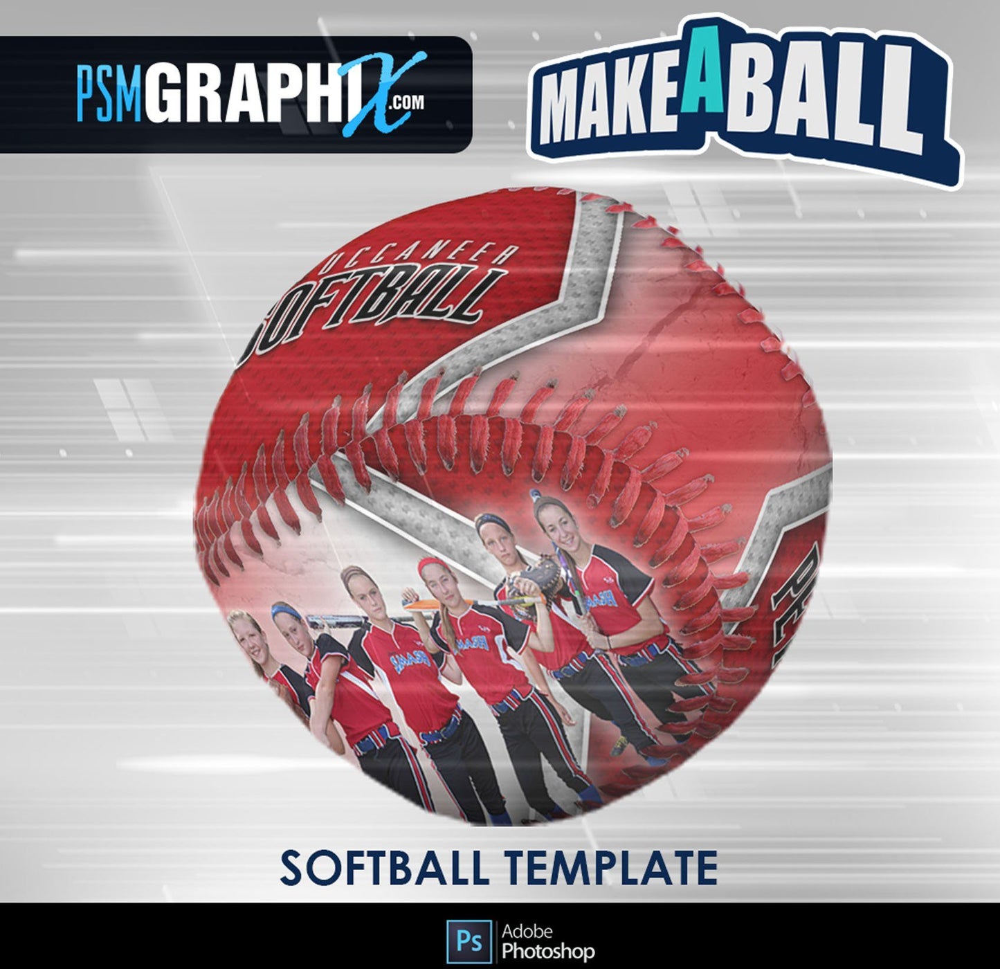 Metal - V.1 - Softball - Make-A-Ball Photoshop Template-Photoshop Template - PSMGraphix