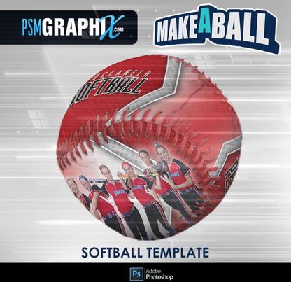 Metal - V.1 - Softball - Make-A-Ball Photoshop Template-Photoshop Template - PSMGraphix