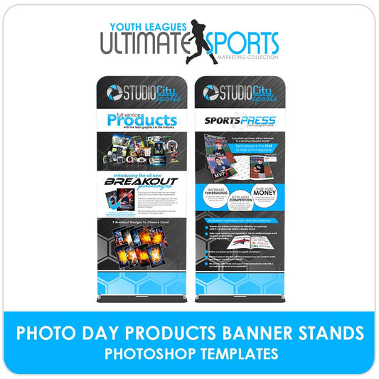 Custom Products & SportsPress Banner Stands - Ultimate Youth Sports Marketing Templates-Photoshop Template - Photo Solutions