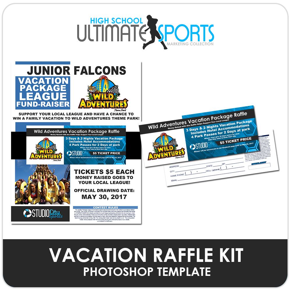 Vacation Raffle Fundraiser Kit - Ultimate High School Sports Marketing Templates-Photoshop Template - Photo Solutions