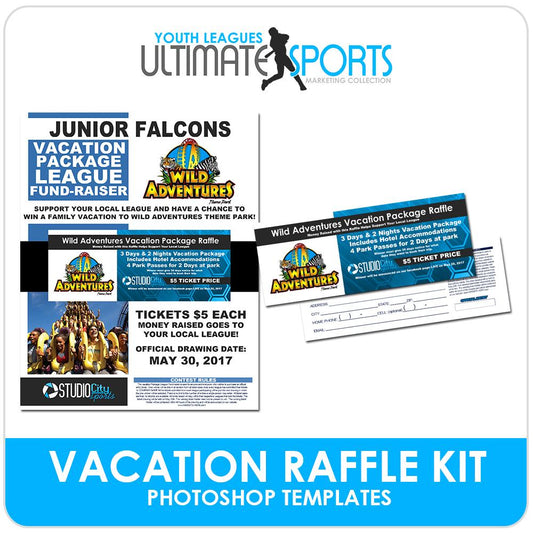 Vacation Raffle Fundraiser Kit - Ultimate Youth Sports Marketing Templates-Photoshop Template - Photo Solutions