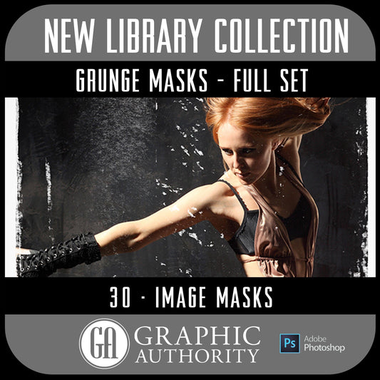 New Library - Grunge Masks - Full Collection-Photoshop Template - Graphic Authority