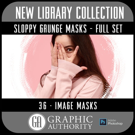 New Library - Sloppy Grunge Masks - Full Collection-Photoshop Template - Graphic Authority