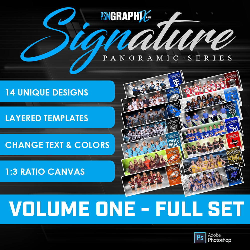 Bundle Template Set - Signature Series Panoramics - Volume 1-Photoshop Template - PSMGraphix