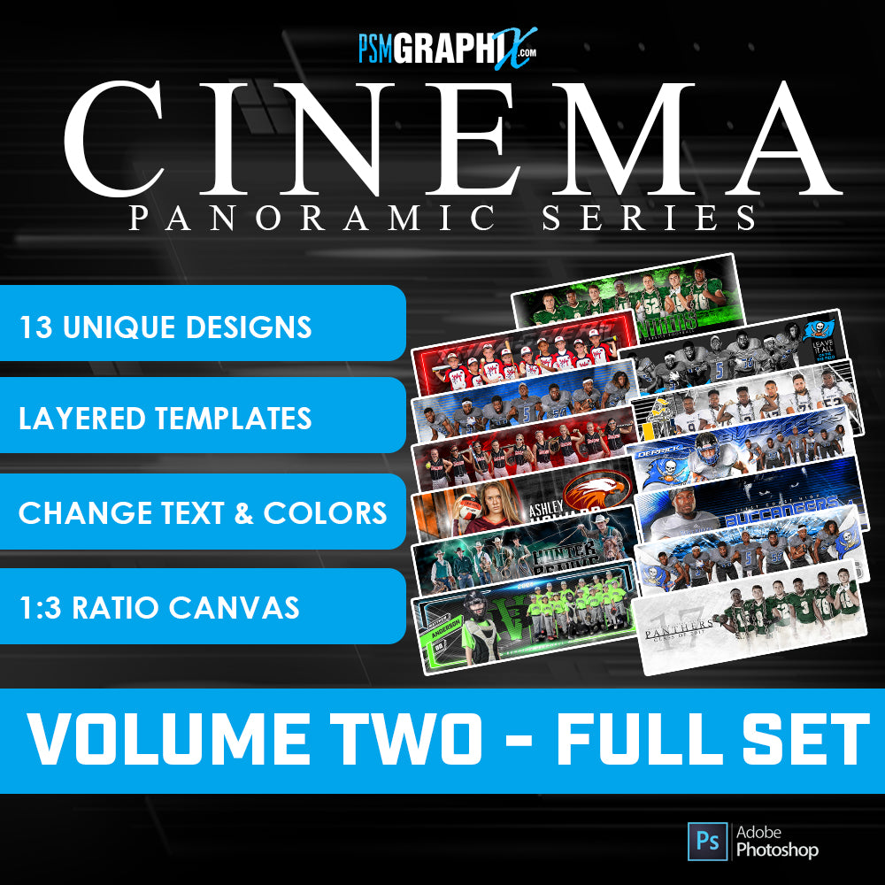 Bundle Template Set - Cinema Series Panoramics - Volume 2-Photoshop Template - PSMGraphix