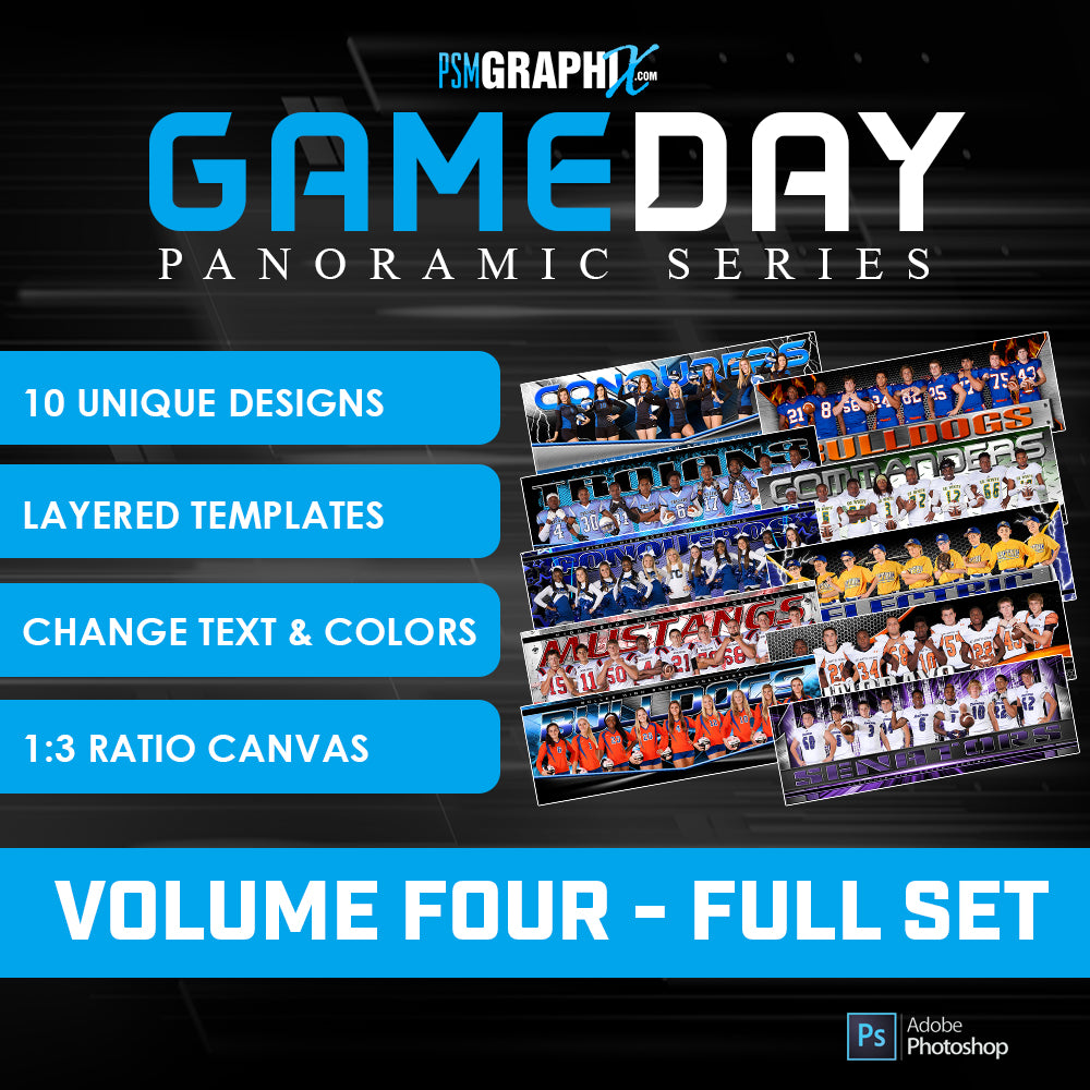 Bundle Template Set - Game Day Panoramics - Volume 4-Photoshop Template - PSMGraphix
