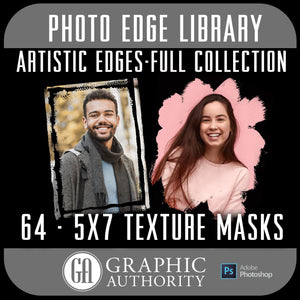Photo Edge Library - Artistic Edges 5x7 - Full Collection-Photoshop Template - Graphic Authority