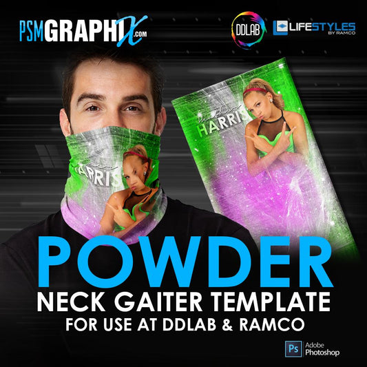 Powder - Neck Gaiter Template - Ramco & DDlab Compatible-Photoshop Template - PSMGraphix