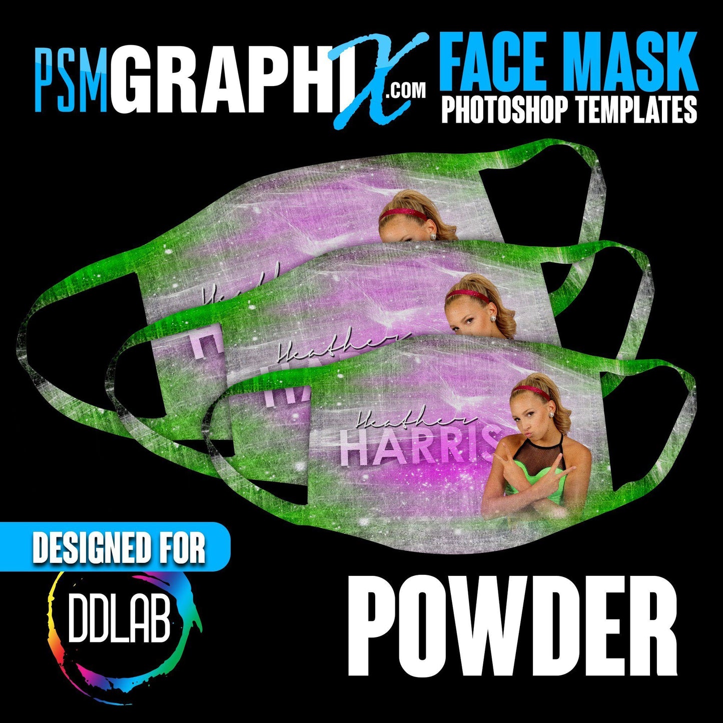 Powder - Face Mask Template Set (DDLAB) 3 Sizes-Photoshop Template - PSMGraphix