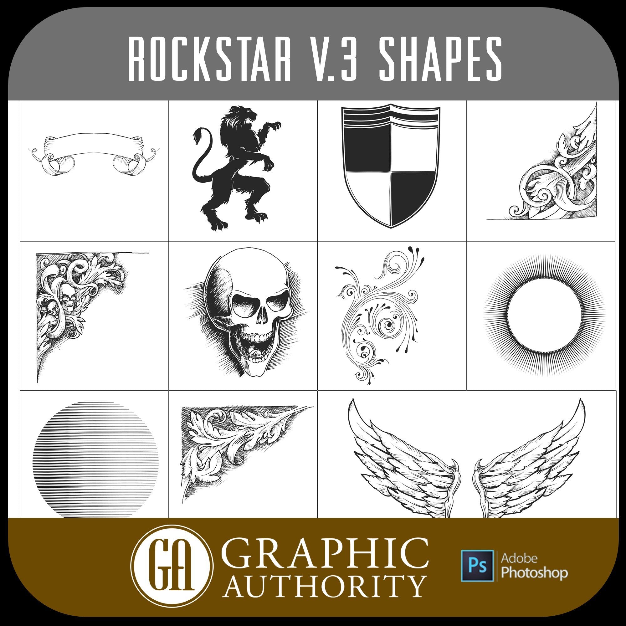 Rockstar v.3 - Vector .CHS Photoshop Shapes-Photoshop Template - Graphic Authority