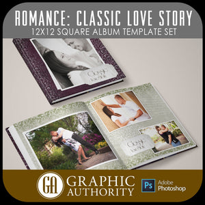 Romance - Classic Love Story - 12x24 - Album Spreads-Photoshop Template - Graphic Authority