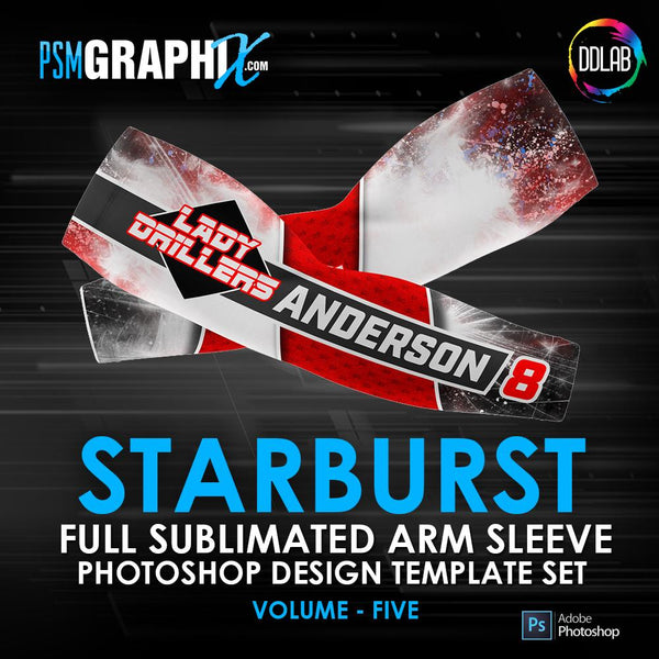 STARBURST - V5 - Arm Sleeve Photoshop Template-Photoshop Template - PSMGraphix