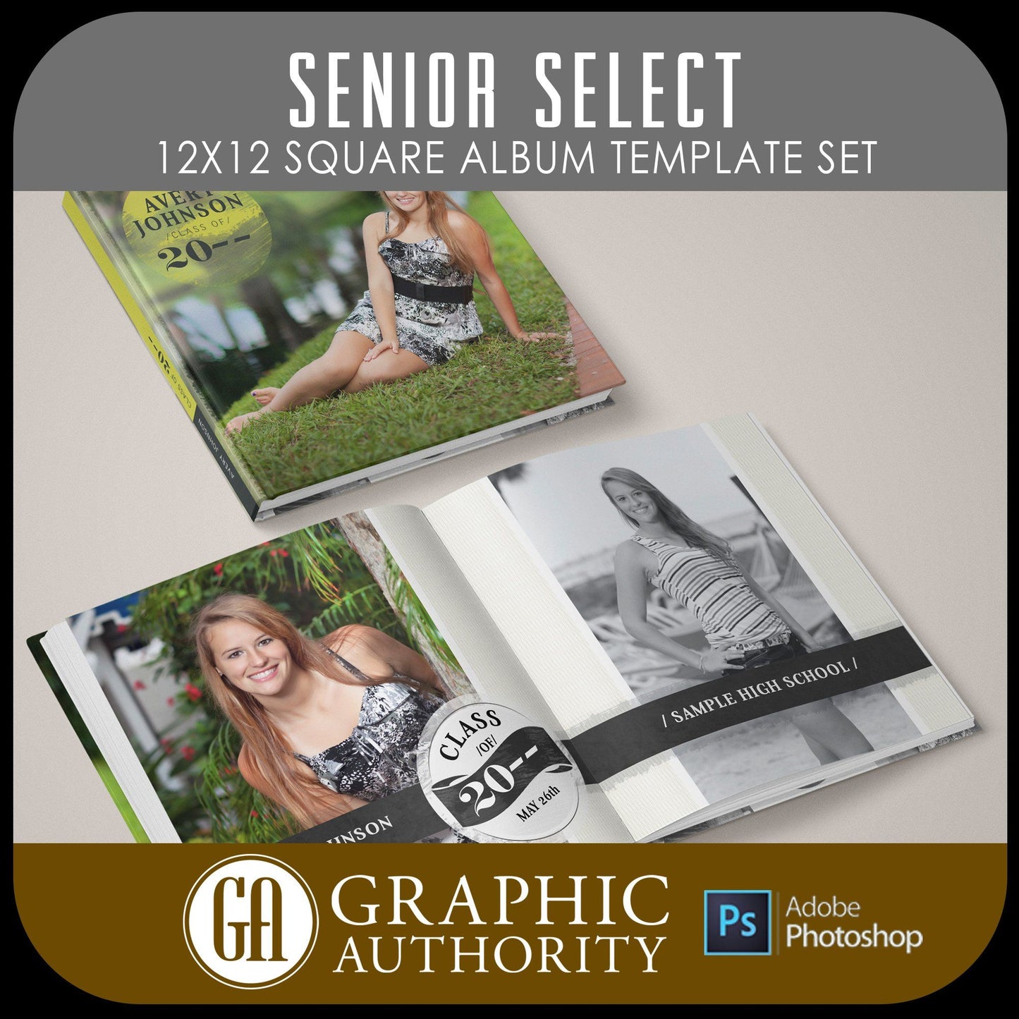 Senior Select - 12x24 - Album Spreads-Photoshop Template - Graphic Authority