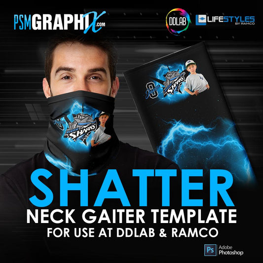 Shatter - Neck Gaiter Template - Ramco & DDlab Compatible-Photoshop Template - PSMGraphix