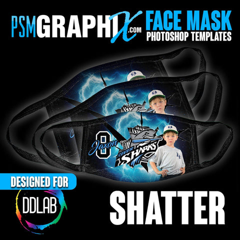 Shatter - Face Mask Template Set (DDLAB) 3 Sizes-Photoshop Template - PSMGraphix
