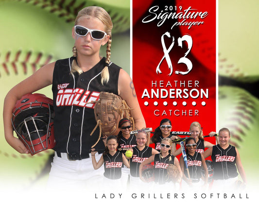 Softball - v.1 - Signature Player - H T&I Poster/Banner-Photoshop Template - Photo Solutions