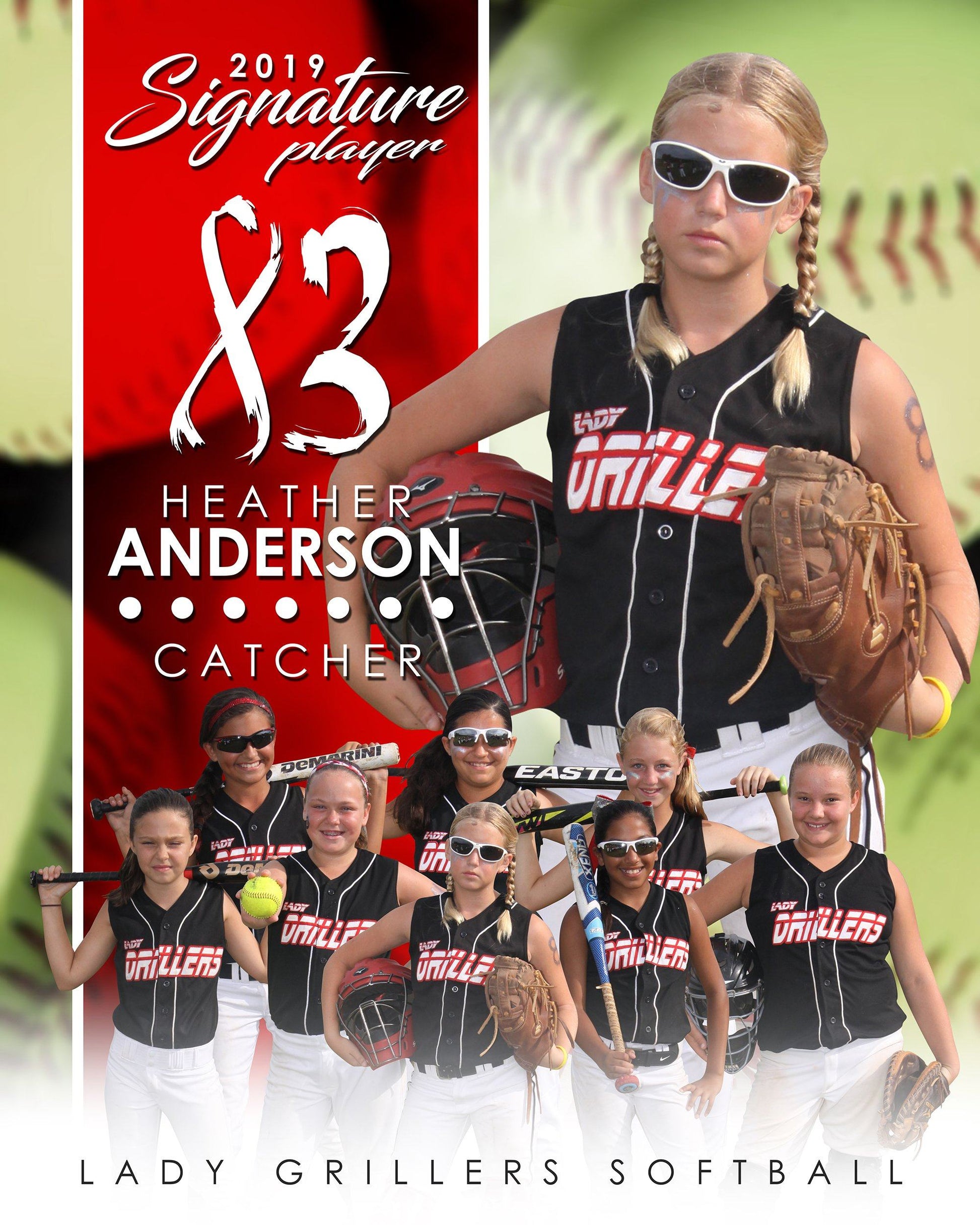 Softball - v.1 - Signature Player - V T&I Poster/Banner-Photoshop Template - Photo Solutions