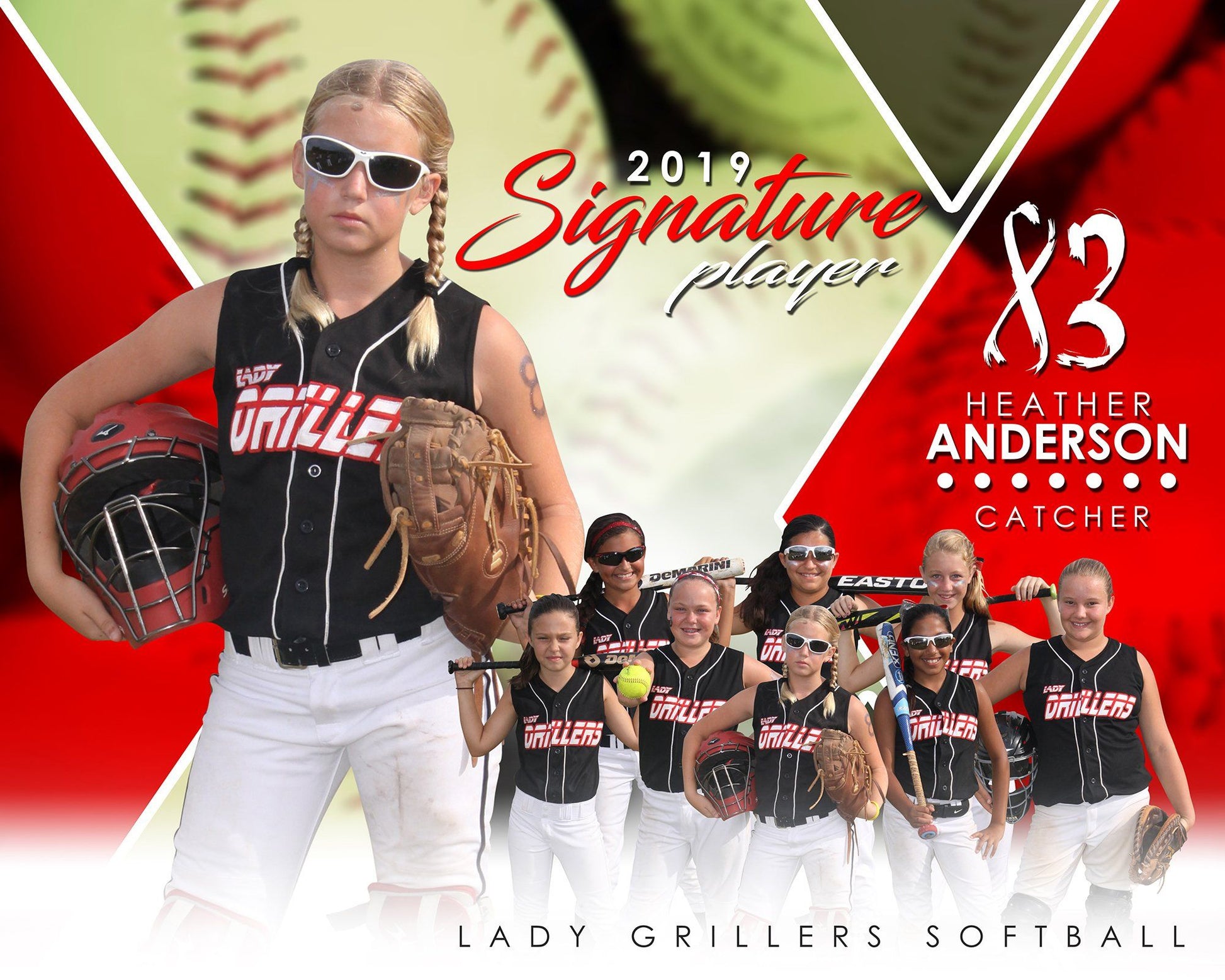 Softball - v.2 - Signature Player - H T&I Poster/Banner-Photoshop Template - Photo Solutions