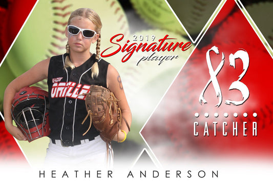 Softball - v.2 - Signature Player - H Poster/Banner-Photoshop Template - Photo Solutions