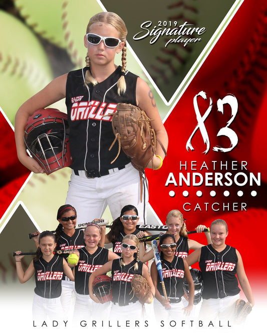 Softball - v.2 - Signature Player - V T&I Poster/Banner-Photoshop Template - Photo Solutions