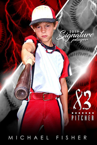 Baseball - v.3 - Signature Player - V Poster/Banner-Photoshop Template - Photo Solutions