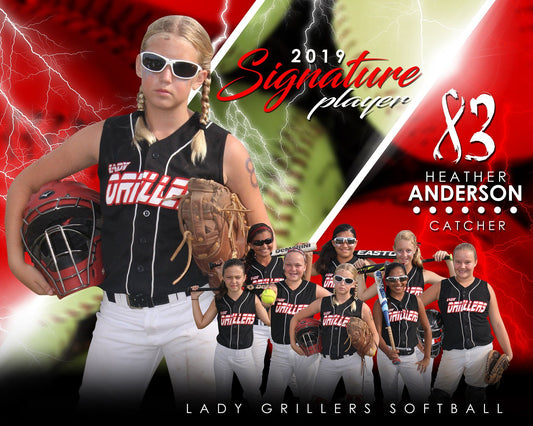 Softball - v.3 - Signature Player - H T&I Poster/Banner-Photoshop Template - Photo Solutions