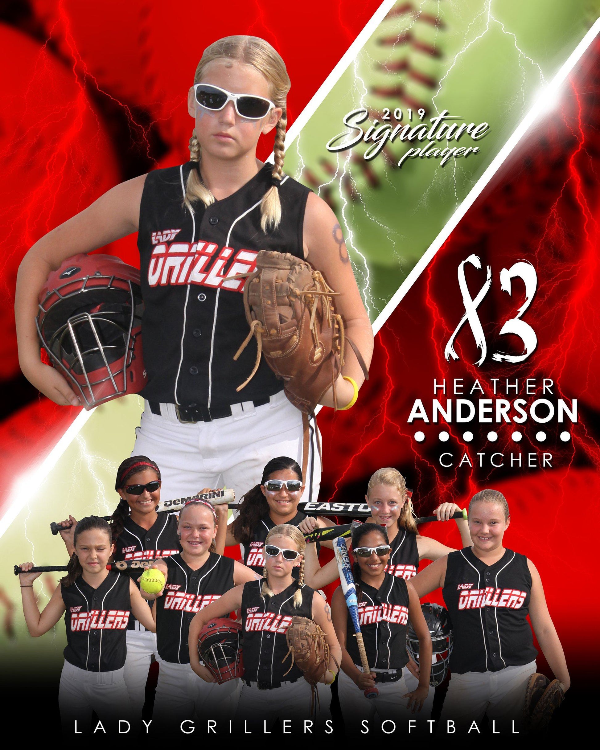 Softball - v.3 - Signature Player - V T&I Poster/Banner-Photoshop Template - Photo Solutions