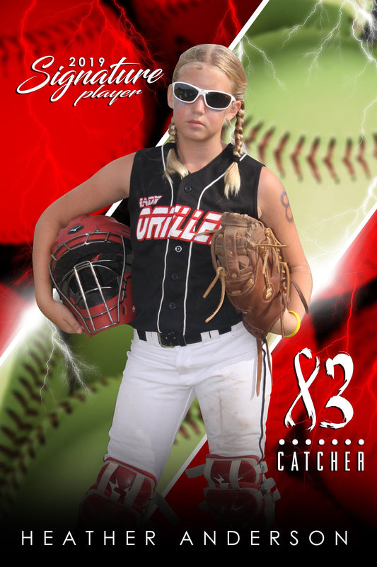 Softball - v.3 - Signature Player - V Poster/Banner-Photoshop Template - Photo Solutions
