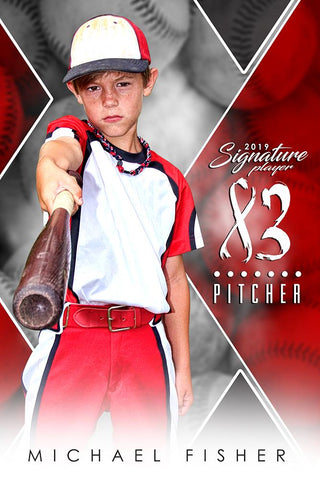Baseball - v.2 - Signature Player - V Poster/Banner-Photoshop Template - Photo Solutions