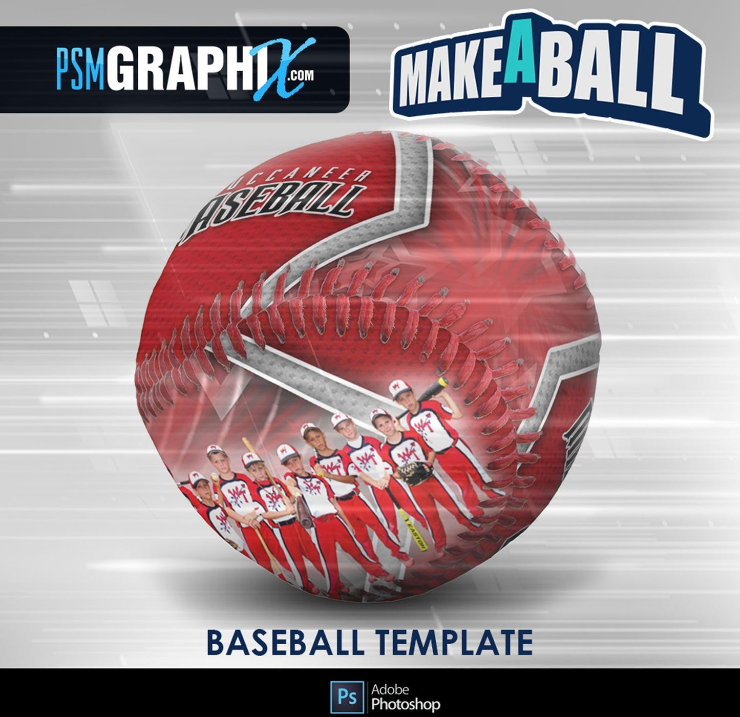 Spirit - V.1 - Baseball - Make-A-Ball Photoshop Template-Photoshop Template - PSMGraphix