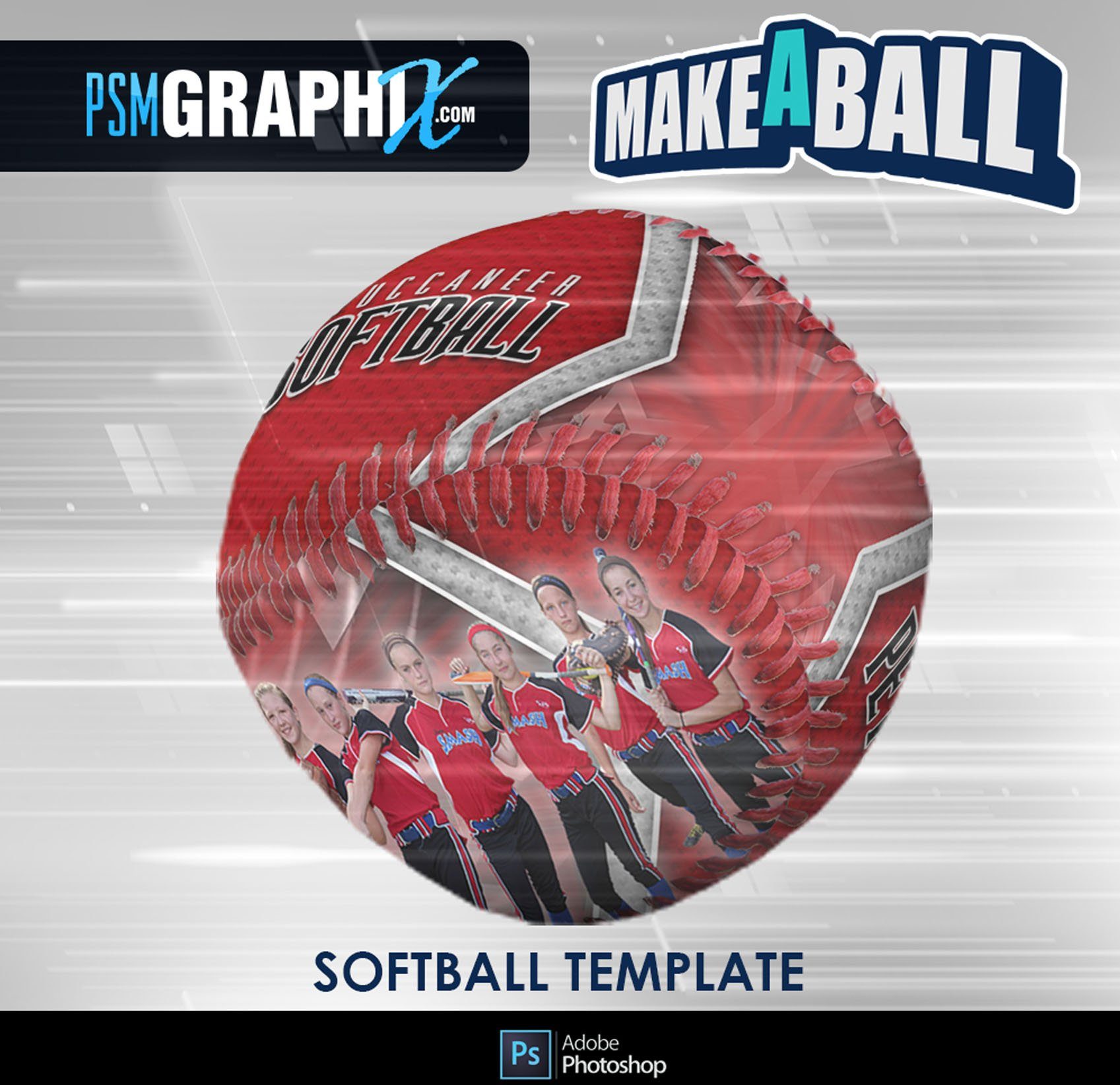 Spirit - V.1 - Softball - Make-A-Ball Photoshop Template-Photoshop Template - PSMGraphix