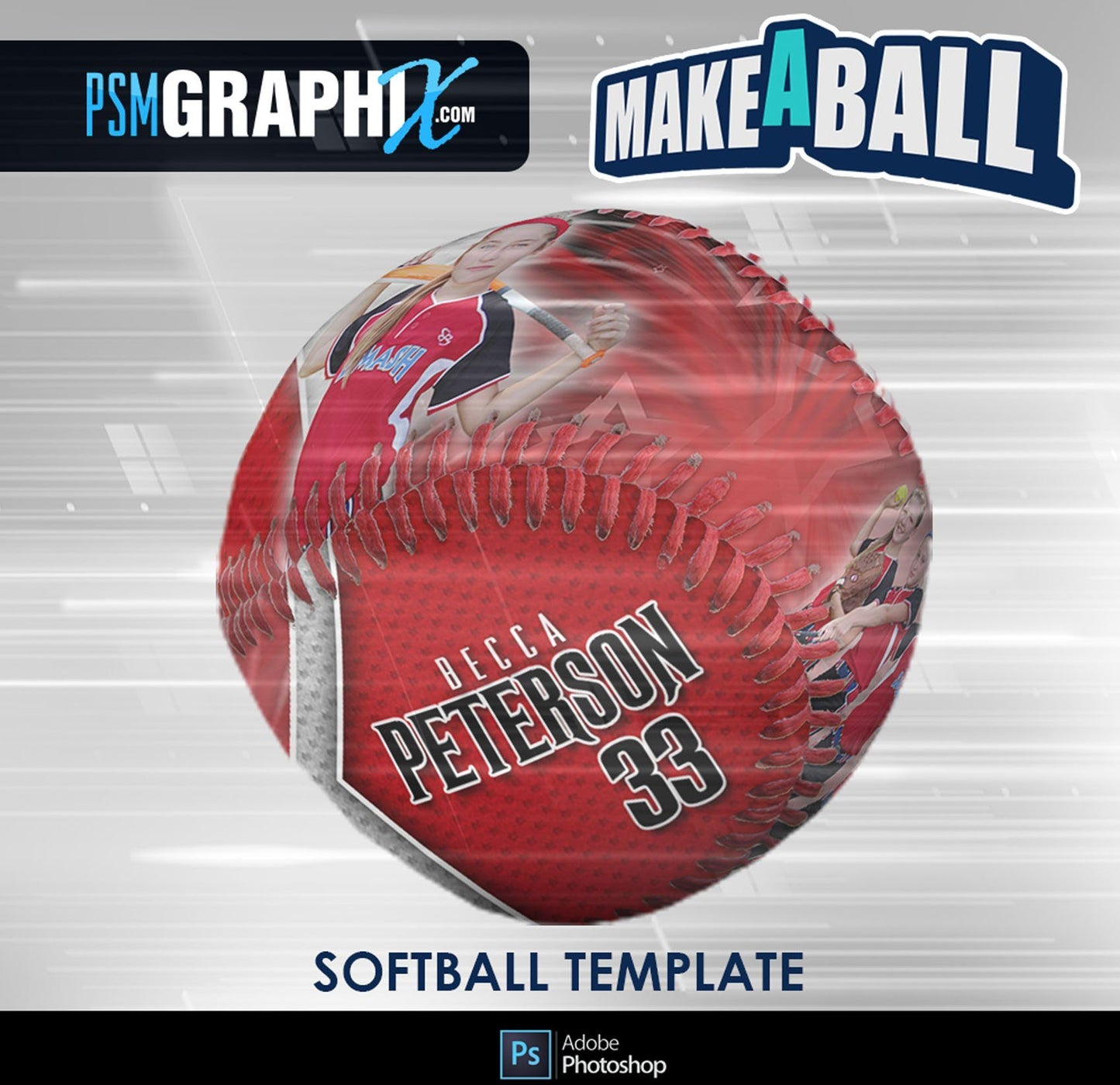 Spirit - V.1 - Softball - Make-A-Ball Photoshop Template-Photoshop Template - PSMGraphix