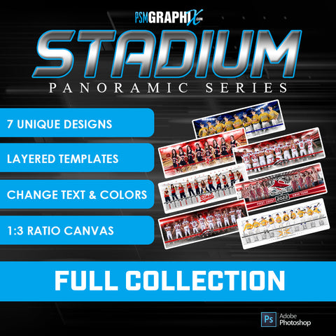 Bundle Template Set - Stadium Series Panoramics-Photoshop Template - PSMGraphix