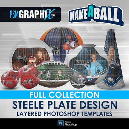 Steel Plate - V.1 - Make-A-Ball Full Template Collection-Photoshop Template - PSMGraphix