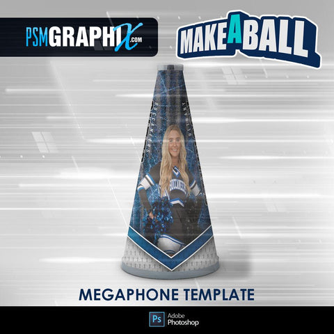 Steel Plate - V.1 - Cheer Megaphone - Make-A-Ball Photoshop Template-Photoshop Template - PSMGraphix