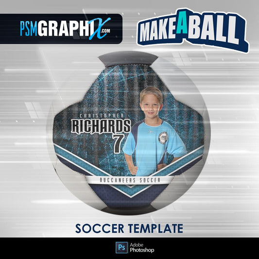 Steel Plate - V.1 - Soccer Ball (Full Size)  - Make-A-Ball Photoshop Template-Photoshop Template - PSMGraphix