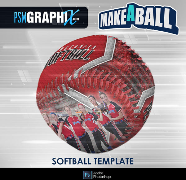 Steel Plate - V.1 - Softball - Make-A-Ball Photoshop Template-Photoshop Template - PSMGraphix