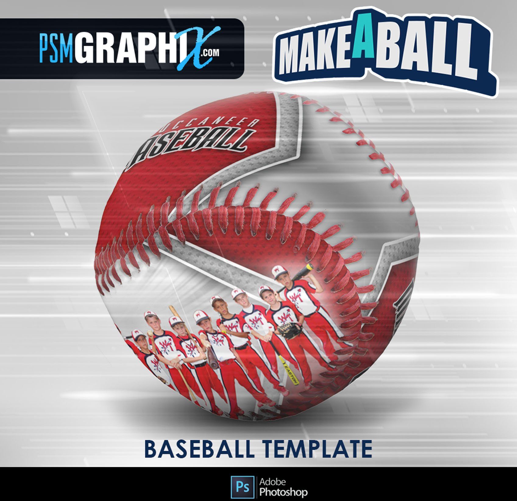 Superstar - V.1 - Baseball - Make-A-Ball Photoshop Template-Photoshop Template - PSMGraphix